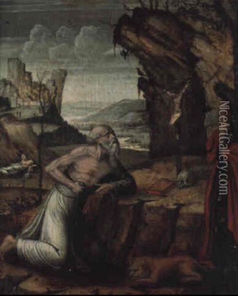 Saint Jerome Dans Un Paysage Oil Painting - Lucas Gassel