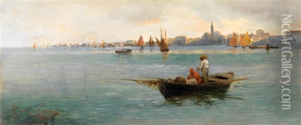 In Der Lagune Von Venedig Oil Painting - Giuseppe Pogna