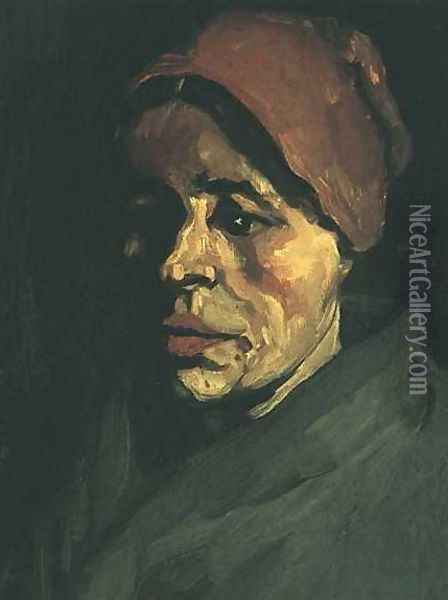 Head Of A Peasant Woman With Brownish Cap Oil Painting - Vincent Van Gogh