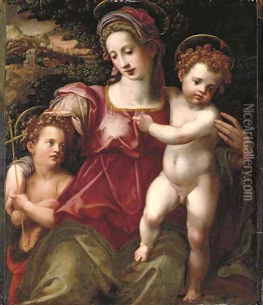 The Madonna and Child with the Infant Saint John the Baptist Oil Painting - Ridolfo Ghirlandaio