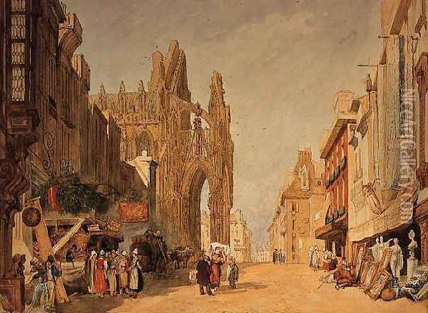 The High Street at Alencon Oil Painting - John Sell Cotman