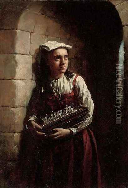 The accordian girl Oil Painting - Sir Hubert von Herkomer