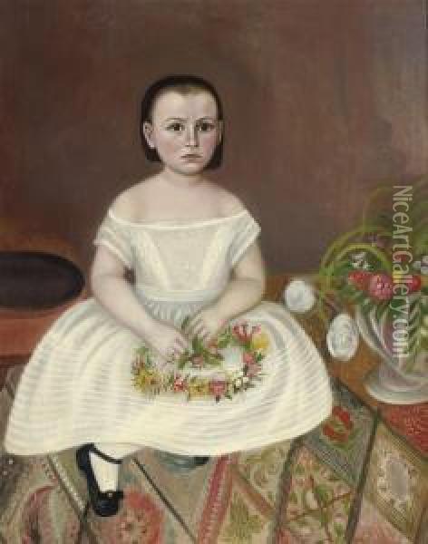 Young Girl In White Dress Oil Painting - Joseph Whiting Stock