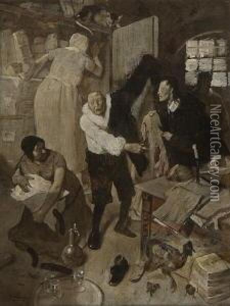 Der Zerbrochene Krug Oil Painting - Adolf Oberlander