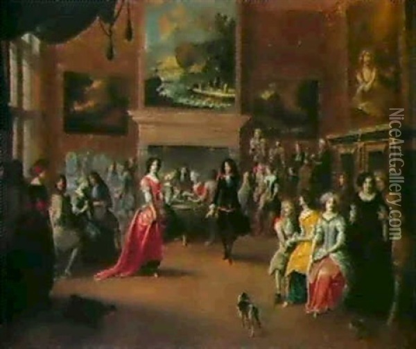 Hofbal Med Elegante Dansende Oil Painting - Hieronymous (Den Danser) Janssens