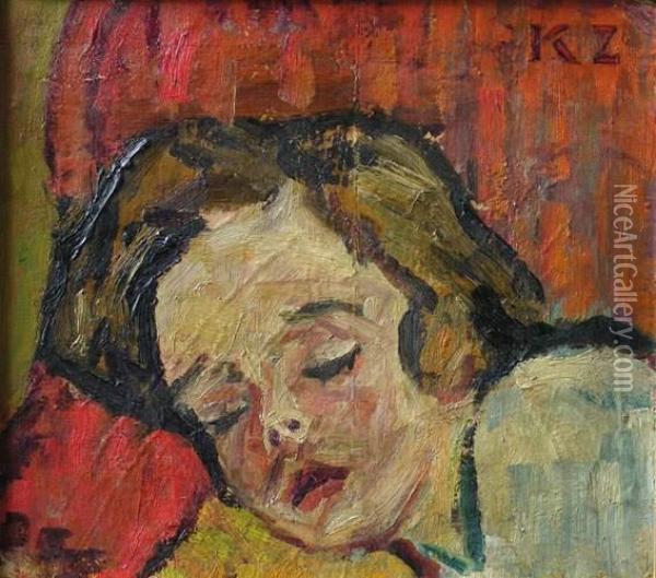 Jeune Fille Endormie Oil Painting - Kazimierz Zieleniewski