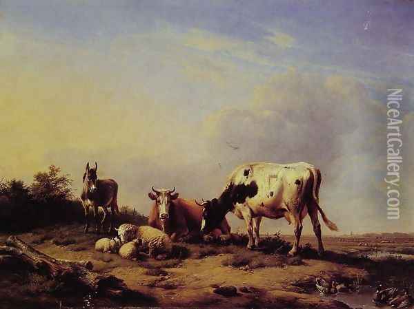 A gathering in the pasture Oil Painting - Eugene Verboeckhoven