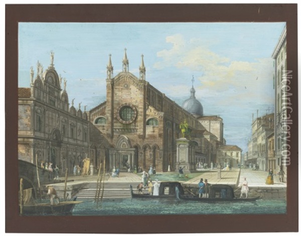 A View Of Venice: Ss. Giovanni E Paolo Oil Painting - Giuseppe Bernardino Bison
