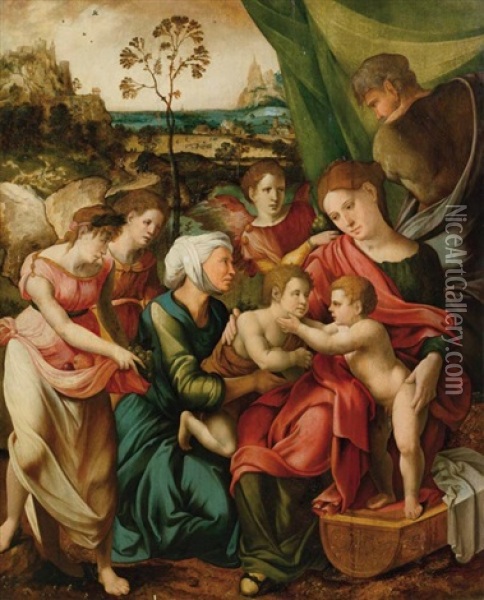 Die Heilige Familie Vor Einer Weiten Landschaft Oil Painting - Lucas Gassel