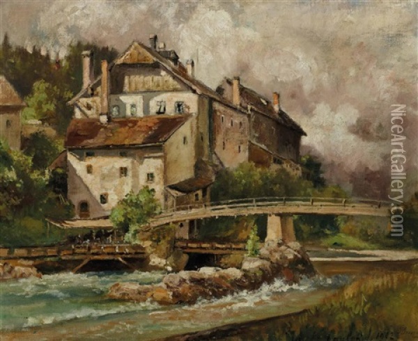 Laufen Oil Painting - Ignaz August Grosz