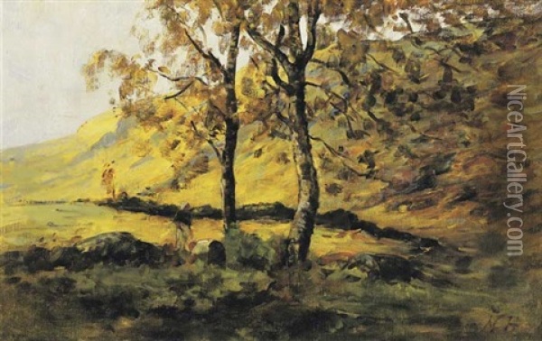 The Silver Birch Oil Painting - Nathaniel Hone the Younger