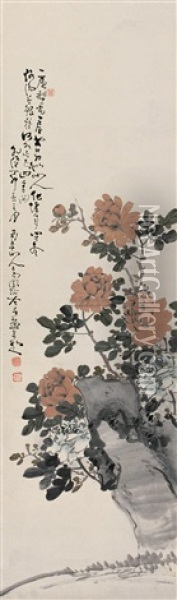 Flower And Stone Oil Painting -  Gao Fenghan