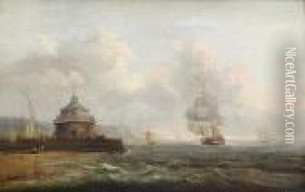 Dublin Lighthouse Oil Painting - Thomas Luny
