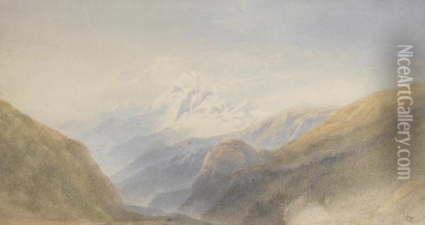 Snow-capped Peak Oil Painting - William Leighton Leitch