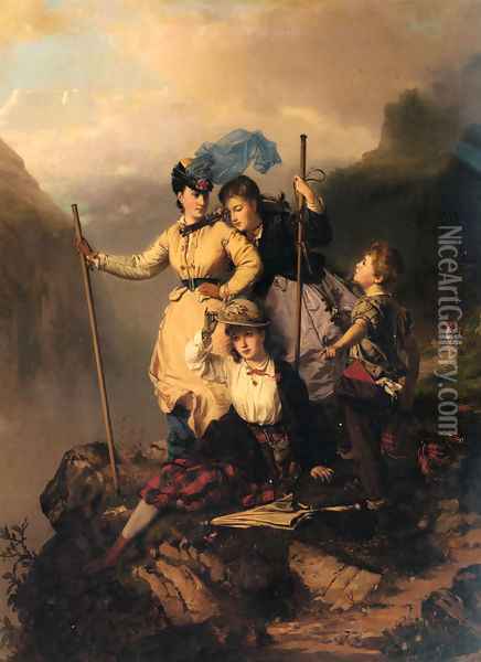 Mountain Climbers Oil Painting - Charles Edouard Boutibonne