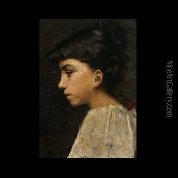 Portrait Of Young Girl Oil Painting - Amelie Lundahl