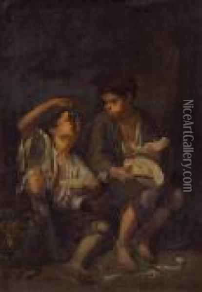 Two Children Eating A Melon And Grapes Oil Painting - Bartolome Esteban Murillo