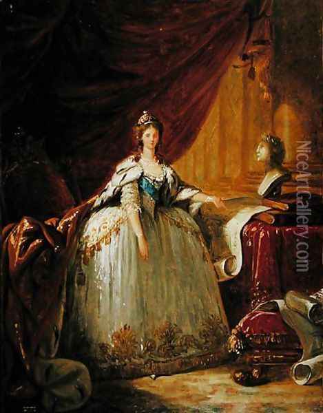Portrait of the Dowager Tsarina Maria Feodorovna 1759-1828 Oil Painting - Elisabeth Vigee-Lebrun