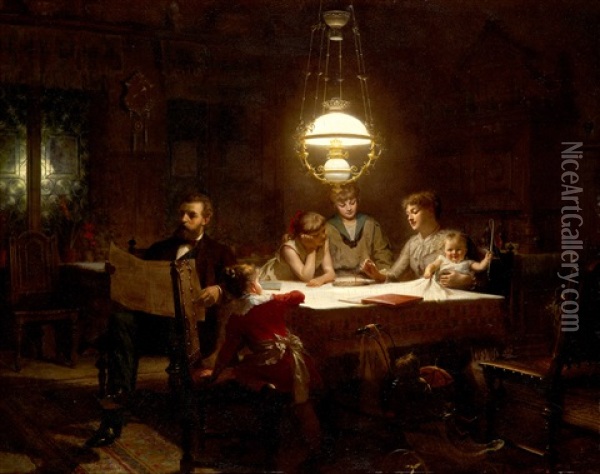 Familjelycka Oil Painting - Knut Ekwall