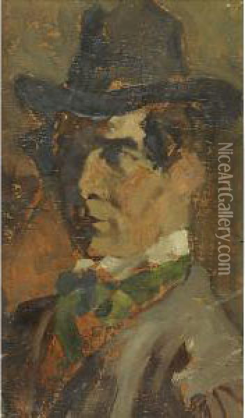 Ritratto D'uomo Con Cappello Oil Painting - Umberto Veruda