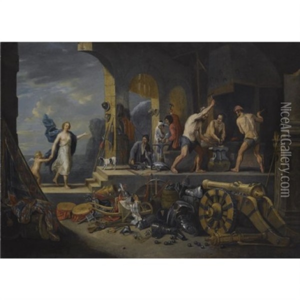 Venus At The Forge Of Vulcan Or An Allegory Of Fire Oil Painting - Matheus van Helmont