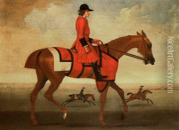 A Racehorse With Jockey Upon Newmarket Heath Oil Painting - James Seymour