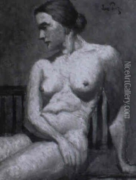 Weiblicher Sitzender Akt Oil Painting - Leo Putz