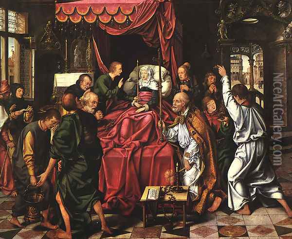 The Death of the Virgin 1520 Oil Painting - Joos Van Cleve