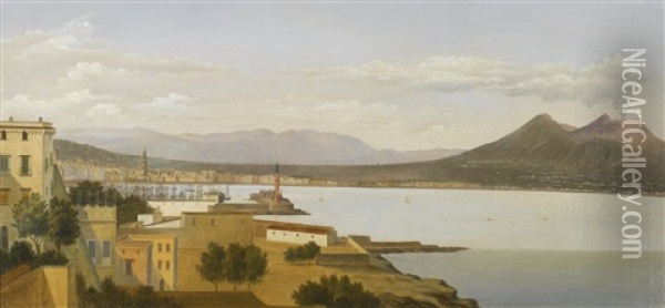 Vue De La Baie De Naples Oil Painting - Prosper Georges Antoine Marilhat