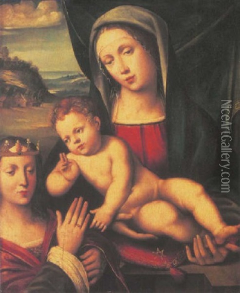 The Mystic Marriage Of Saint Catherine Oil Painting - Giacomo Francia