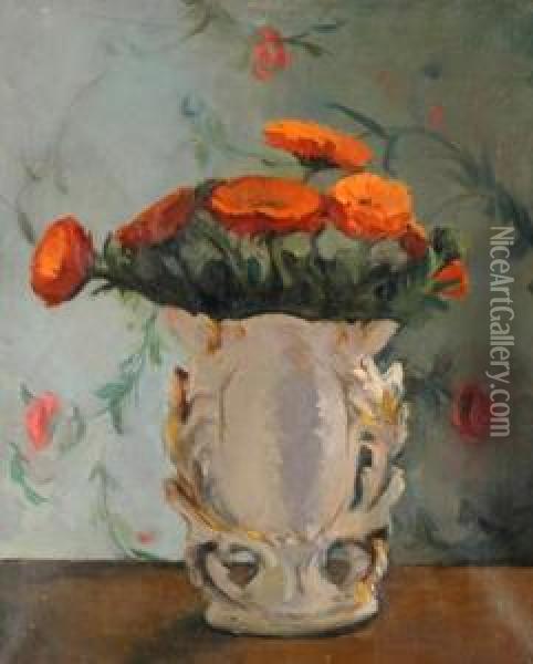 Still Life With Marigolds Oil Painting - Elma Roach