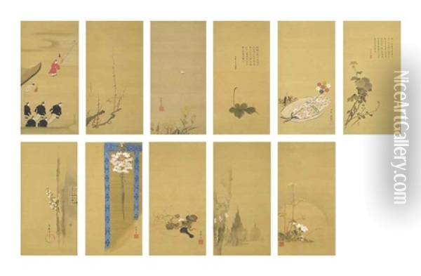 Pictures Of The Months (11 Works) Oil Painting - Sakai Hoitsu