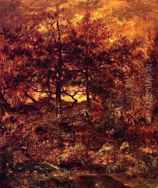 Fall at the Jean-du-Paris, in the Forest of Fontainebleau 1846 Oil Painting - Theodore Rousseau