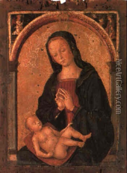 The Madonna And Sleeping Christ Child Oil Painting -  Antonio Massari da Viterbo