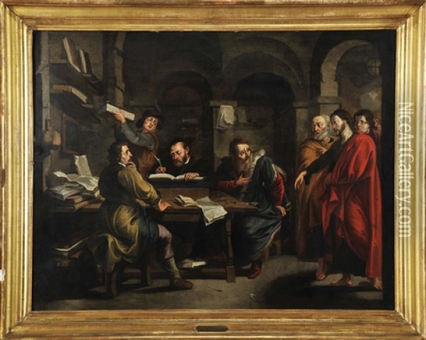 A Vocacao De Sao Mateus Oil Painting - Abraham van Diepenbeeck