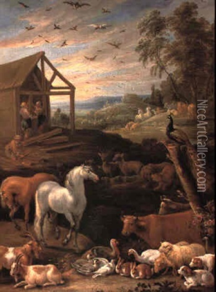 After The Flood Oil Painting - Lambert de Hondt
