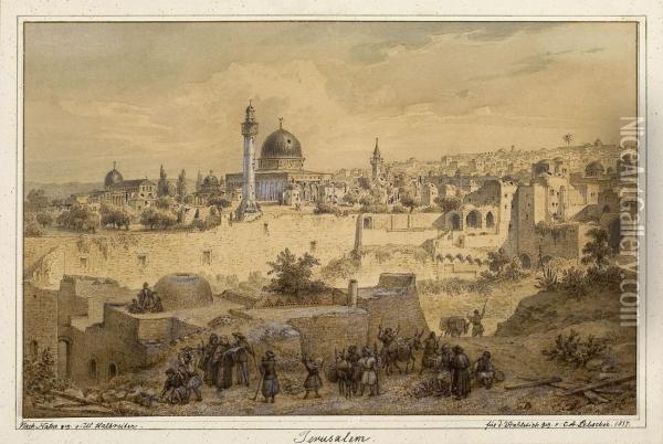 Ansicht Auf Jerusalem Oil Painting - Carl August Lebschee