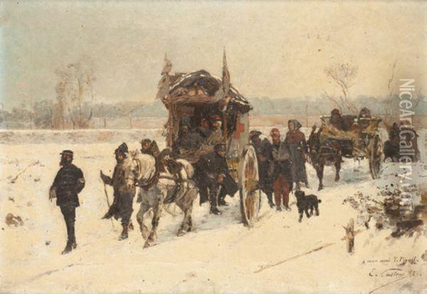 La Retraite De La Guerre Oil Painting - Edouard Castres