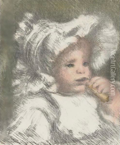 Enfant Au Biscuit Oil Painting - Pierre Auguste Renoir