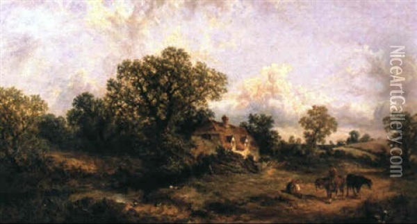 A Rustic Landscape Oil Painting - James E. Meadows