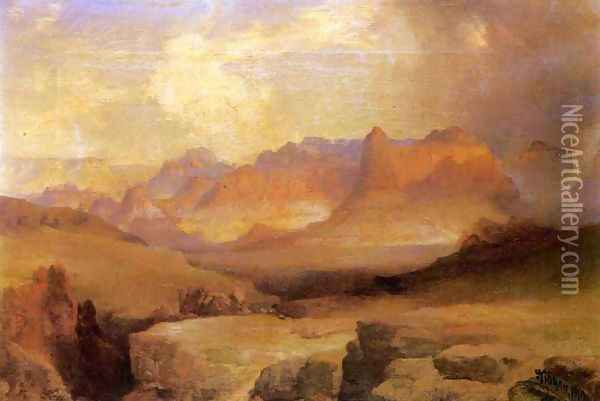 View of Yosemite Oil Painting - Thomas Moran