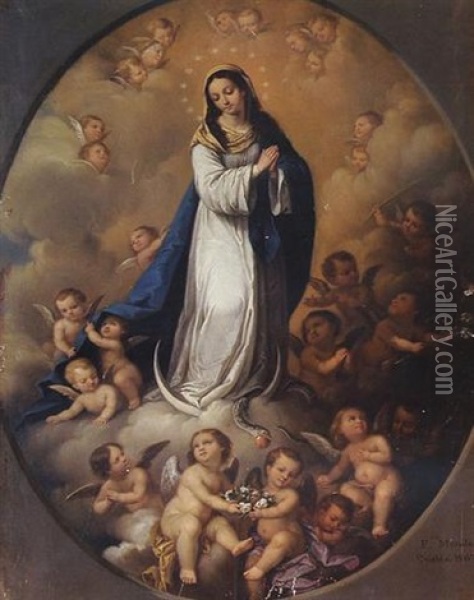 Virgen De La Inmaculada Concepcion Oil Painting - Francisco Morales van den Eynden