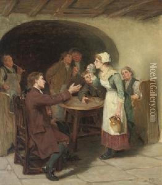 The Coy Maiden Oil Painting - Ralph Hedley