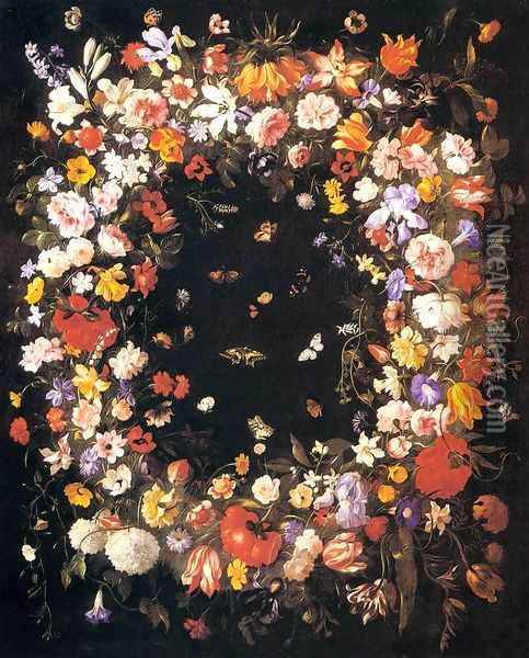 Garland of Flowers Oil Painting - Pier Francesco Cittadini