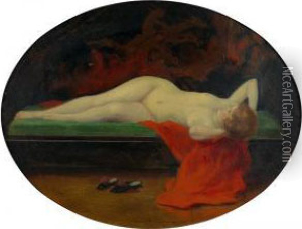 Le Paravent De Laque Noir. Oil Painting - Albert Joseph Penot