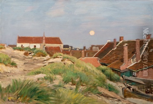 Abendstimmung In Den Dunen Oil Painting - Eugen Gustav Duecker