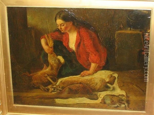 Woman Preparing Dead Game Oil Painting - Richard Ansdell