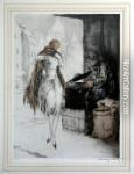 Chestnut Vendor (h./c./i. 335) Oil Painting - Louis Icart