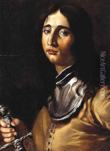 Portrait of a Young Soldier with a Lance Oil Painting - Cesare Dandini