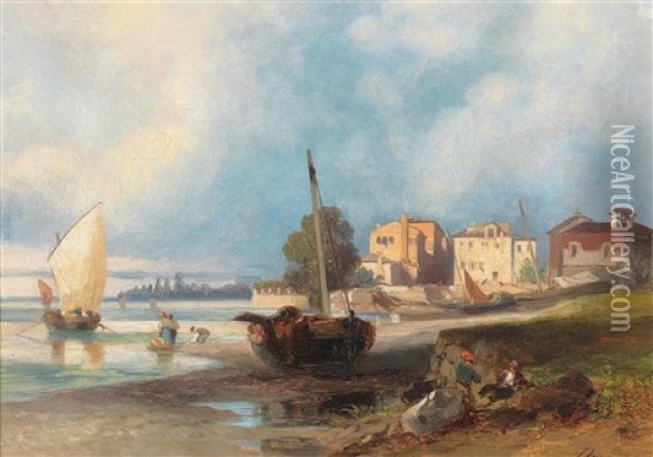 Bassa Marea In Normandia Oil Painting - Achille Dovera